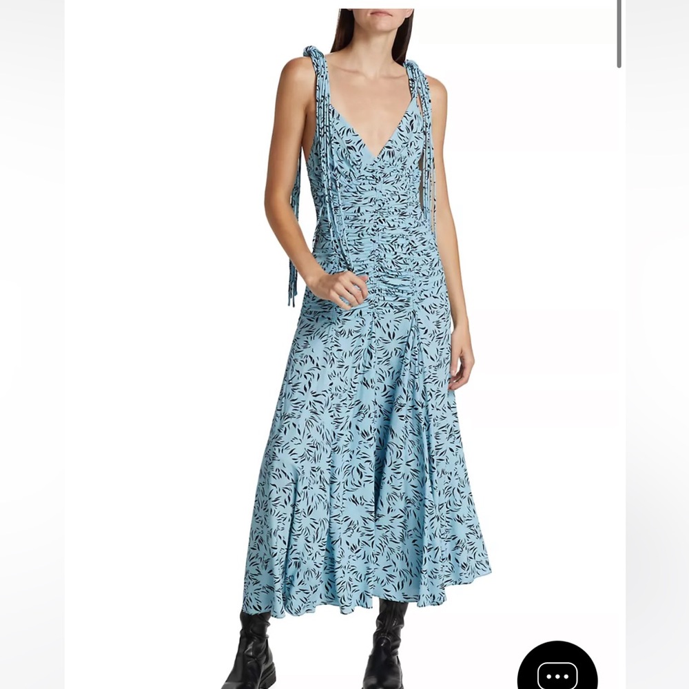 Proenza Schouler Printed Crepe de Chine Tank Dress in blue. Used once.
